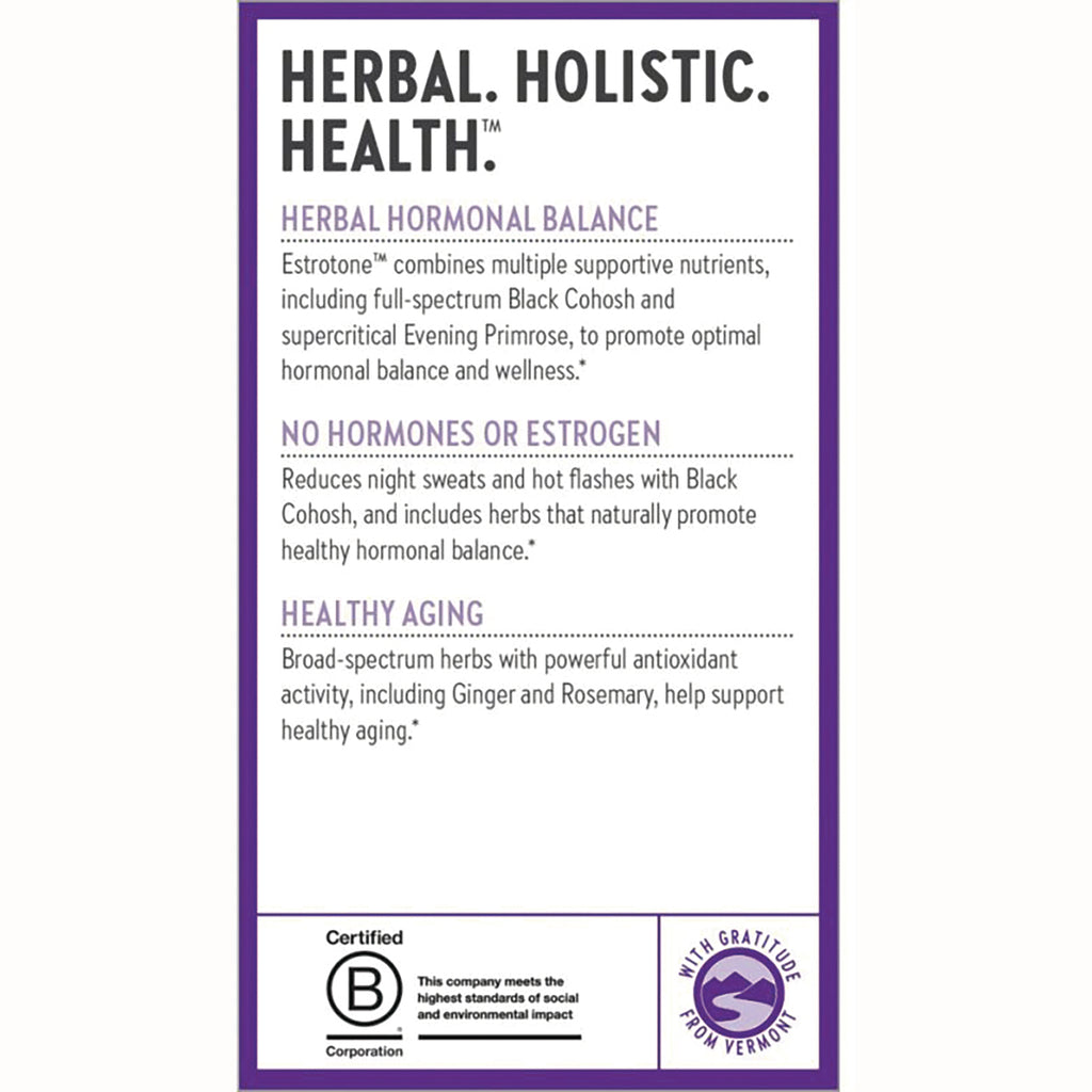 NWC297 | product infographic: herbal hormonal balance, no hormones or estrogen, healthy aging, certification logos - Thumbnail