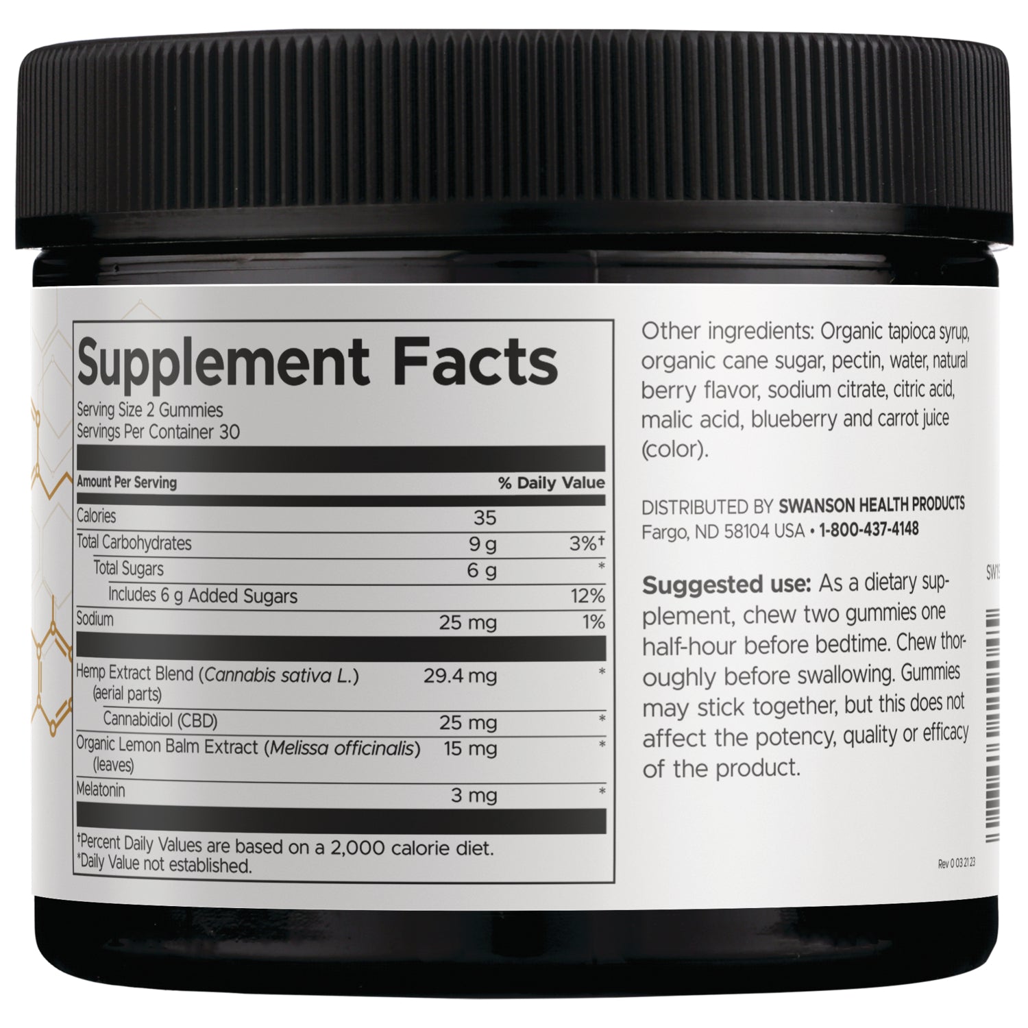 SW1904 | Back label with Supplement Facts