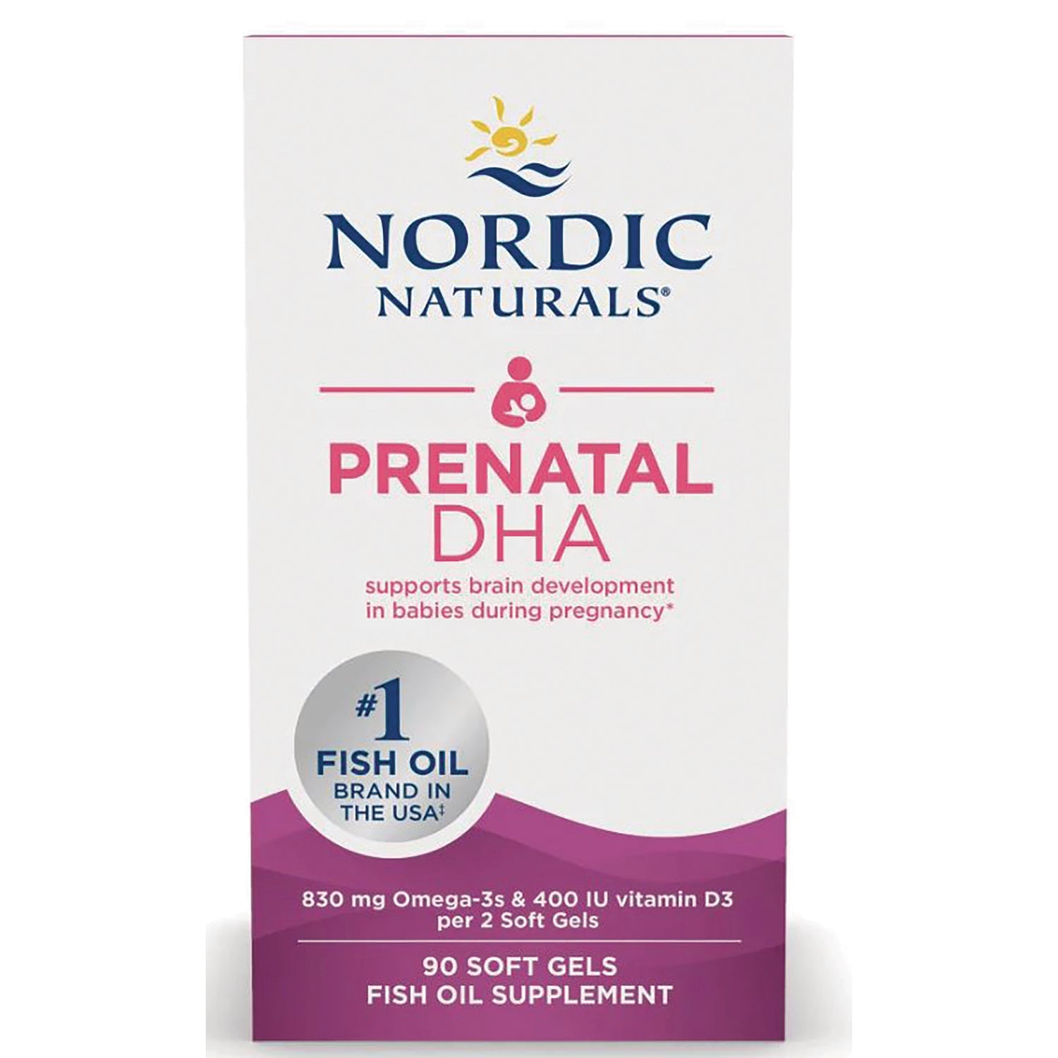 NRN037 | Nordic Naturals Prenatal DHA front packaging, 90 soft gels fish oil supplement