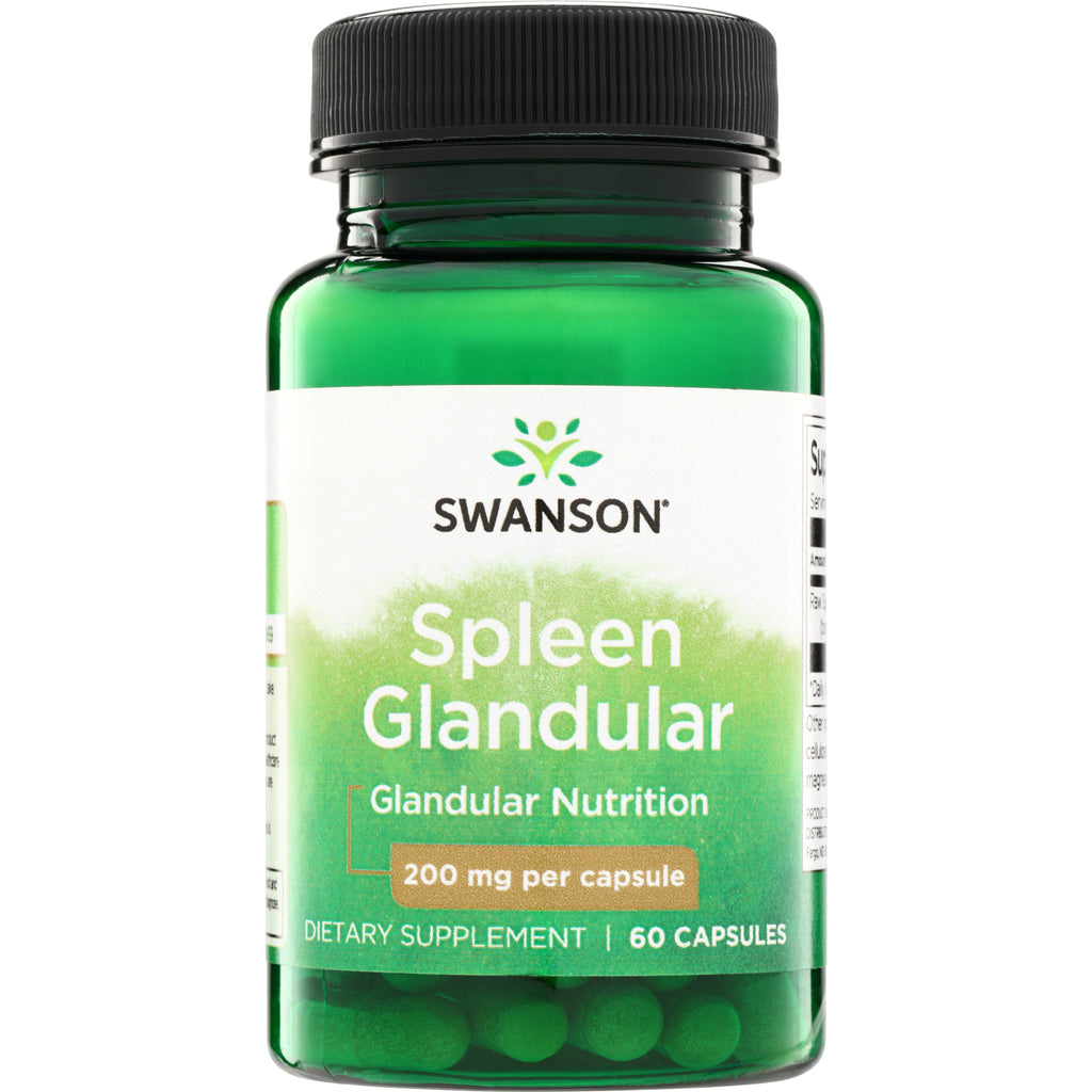 SW1306 | Swanson Spleen Glandular supplement bottle, 200 mg per capsule, 60 capsules - Thumbnail
