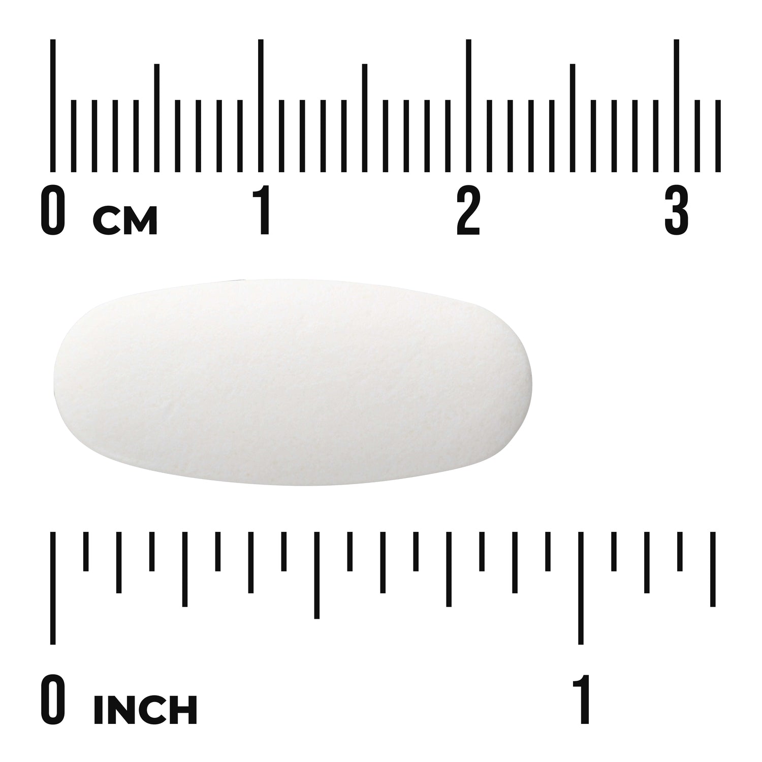 SWU903 | White oblong tablet shown with 03 cm and 01 inch rulers for size