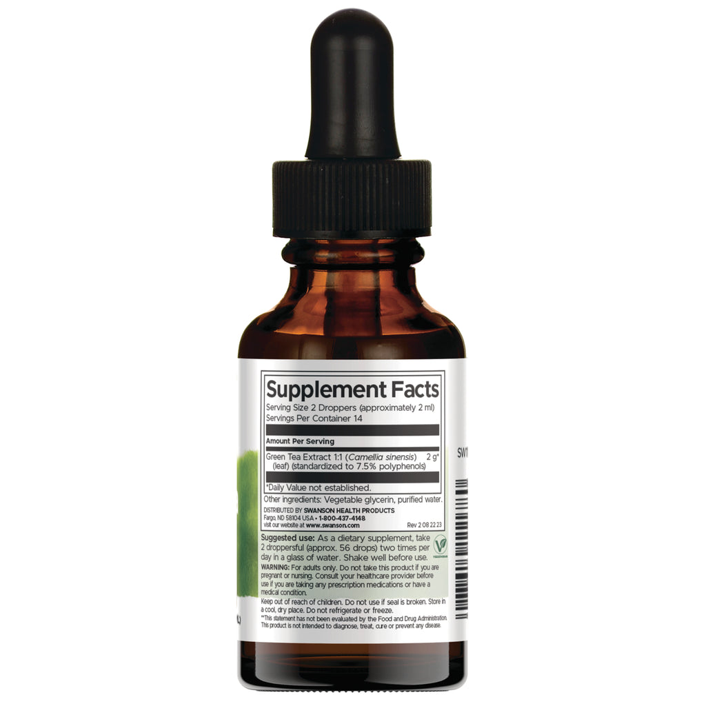 SW1178 | Back label with Supplement Facts panel: Green Tea Extract 2 g per serving - Thumbnail