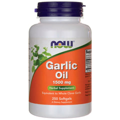 NWF1047 | NOW Garlic Oil 1500 mg herbal supplement bottle, 250 softgels