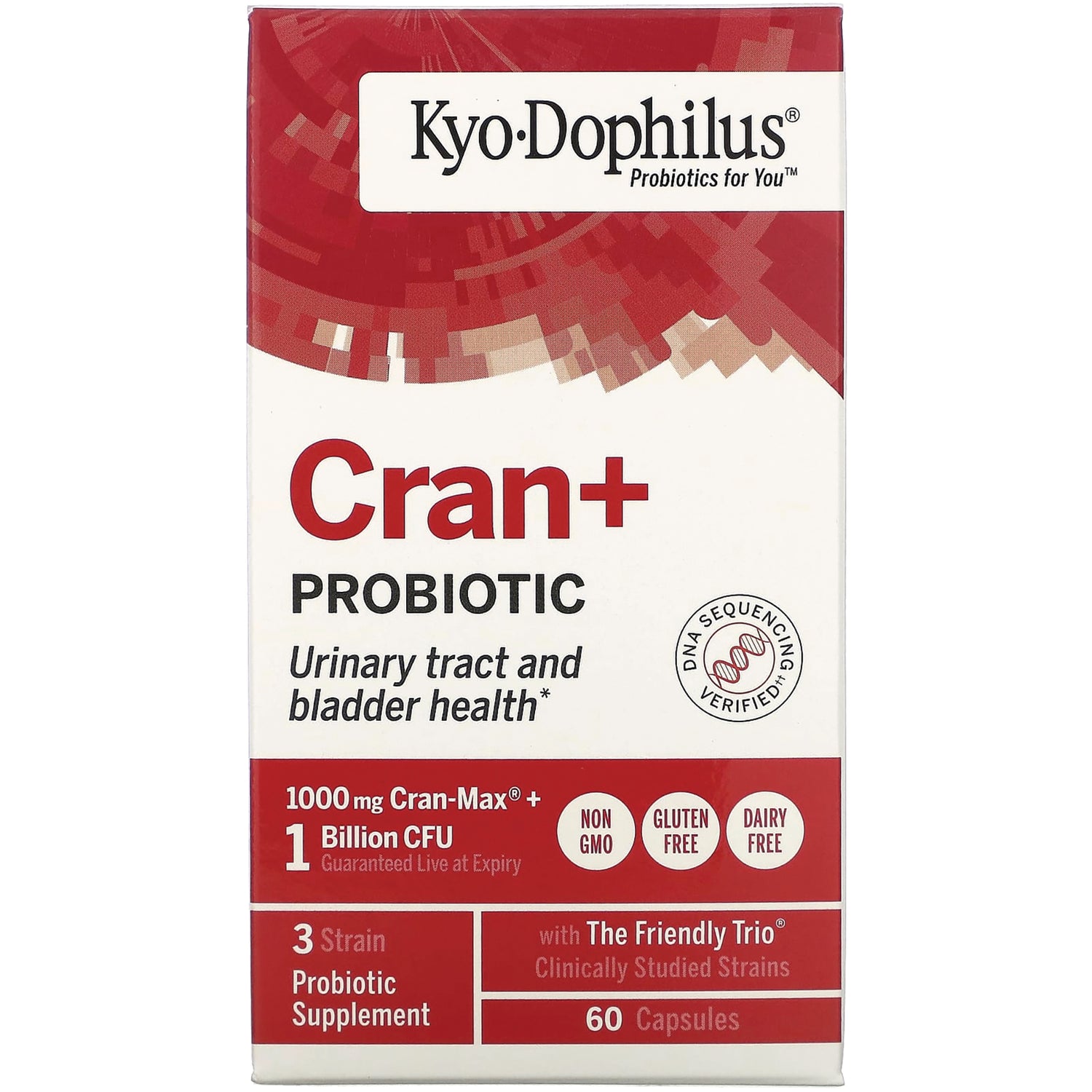 KY108 | Kyo-Dophilus Cran+ probiotic box for urinary tract and bladder health, 60 capsules front packaging