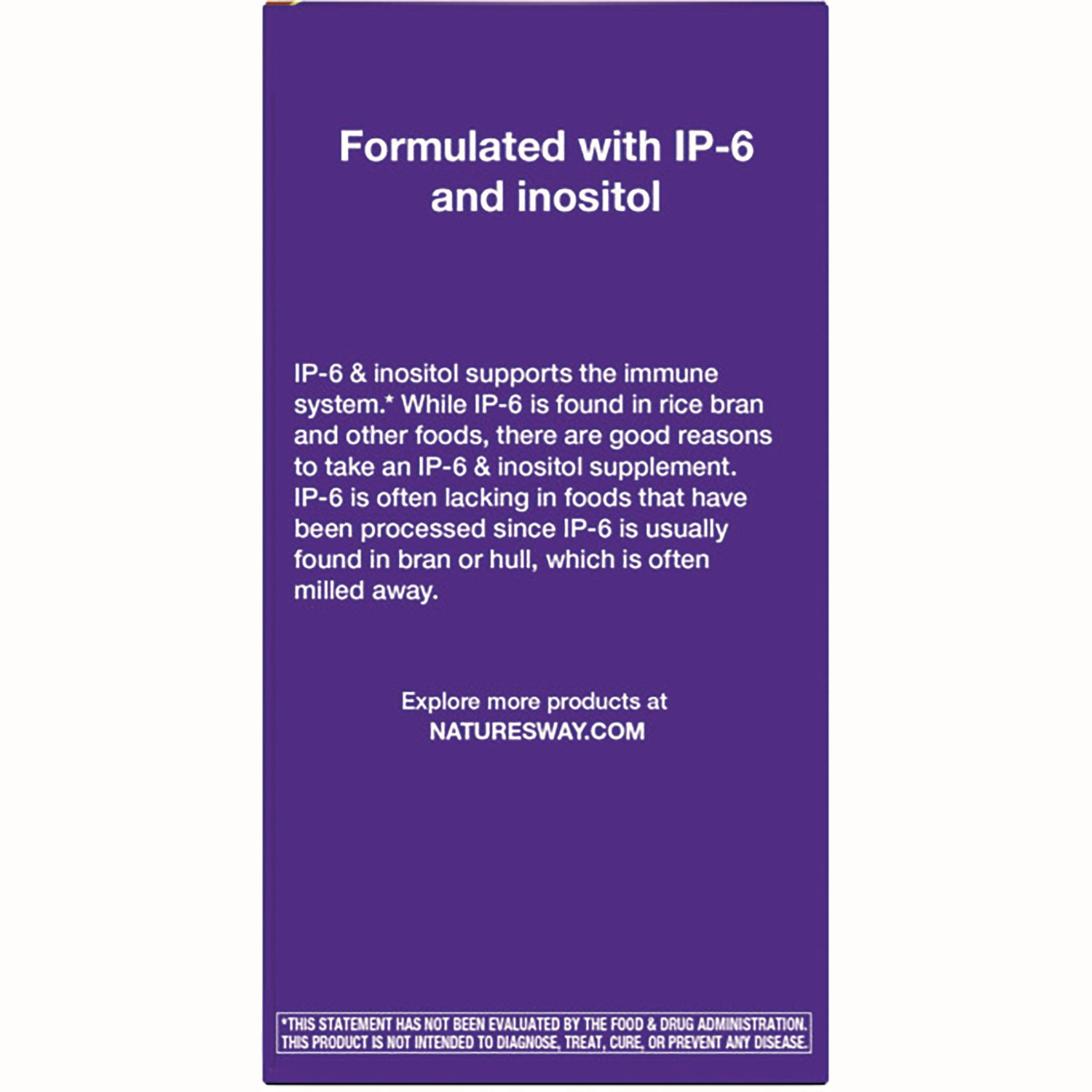ET254 | purple product infographic reading Formulated with IP-6 and inositol with additional product information and NATURESWAY.COM