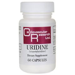 CRR020 | Uridine (triacetyluridine) dietary supplement bottle, 60 capsules, Cardiovascular Research Ltd label
