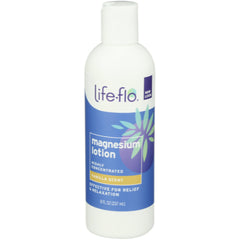 LFH082 | life-flo magnesium lotion bottle, vanilla scent, front view showing label and 8 fl oz