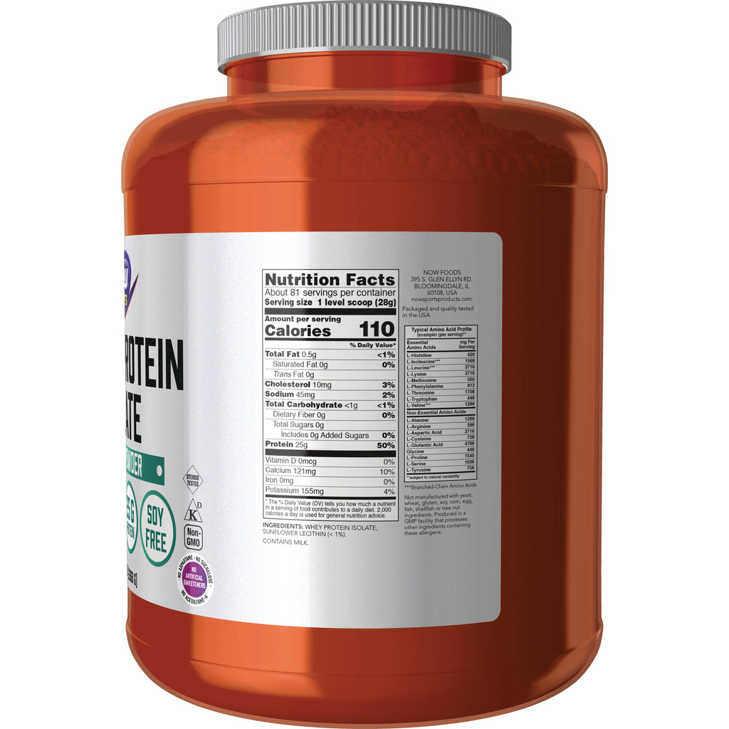 NWF277 | Back of orange protein powder container showing nutrition facts and ingredient panel - Thumbnail