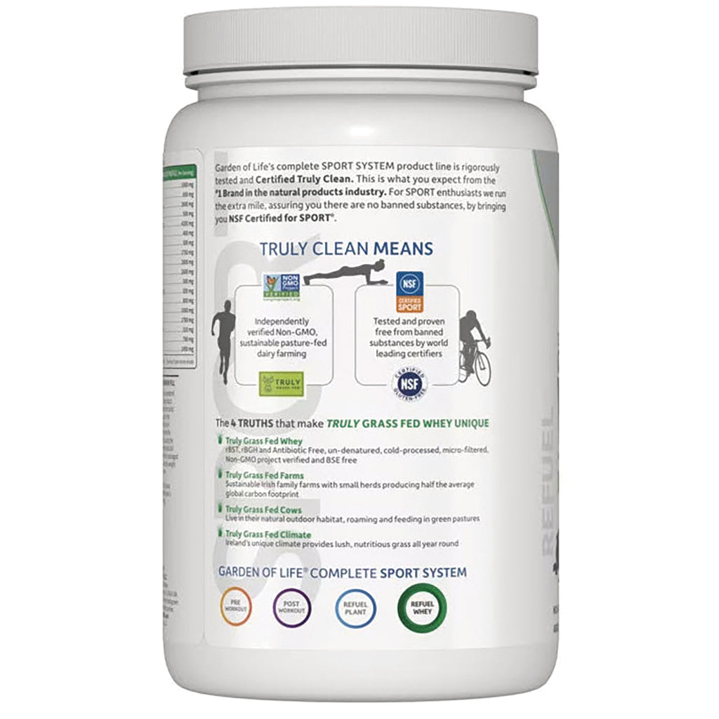 GLF229 | Back label of white supplement tub reading TRULY CLEAN MEANS with icons, product claims and nutrition text - Thumbnail