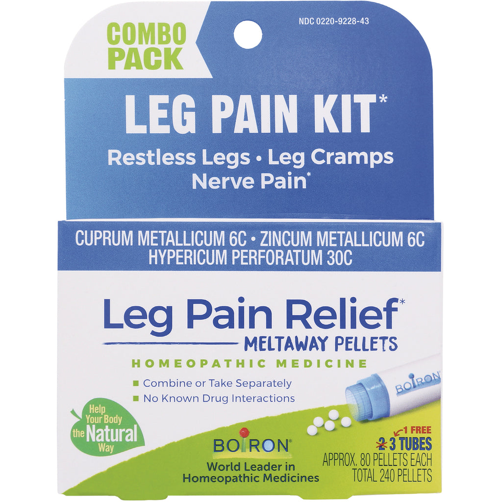 BRN098 | Front packaging of Leg Pain Relief meltaway pellets combo pack for restless legs and leg cramps - Thumbnail