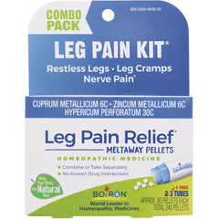 BRN098 | Front packaging of Leg Pain Relief meltaway pellets combo pack for restless legs and leg cramps