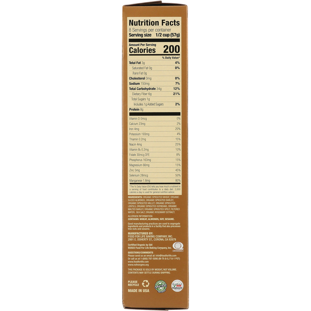 FFL001 | Back panel showing Nutrition Facts, ingredients, and manufacturer information on a cereal box - Thumbnail