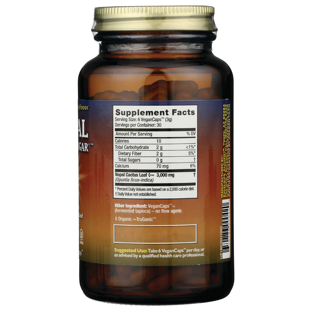HFC005 | Back of amber supplement bottle showing Supplement Facts panel with nutrition table and barcode - Thumbnail