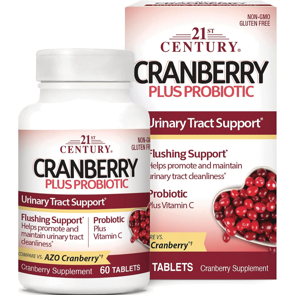 CNT271 | 21st Century Cranberry plus Probiotic bottle and box, urinary tract support, 60 tablets - Thumbnail