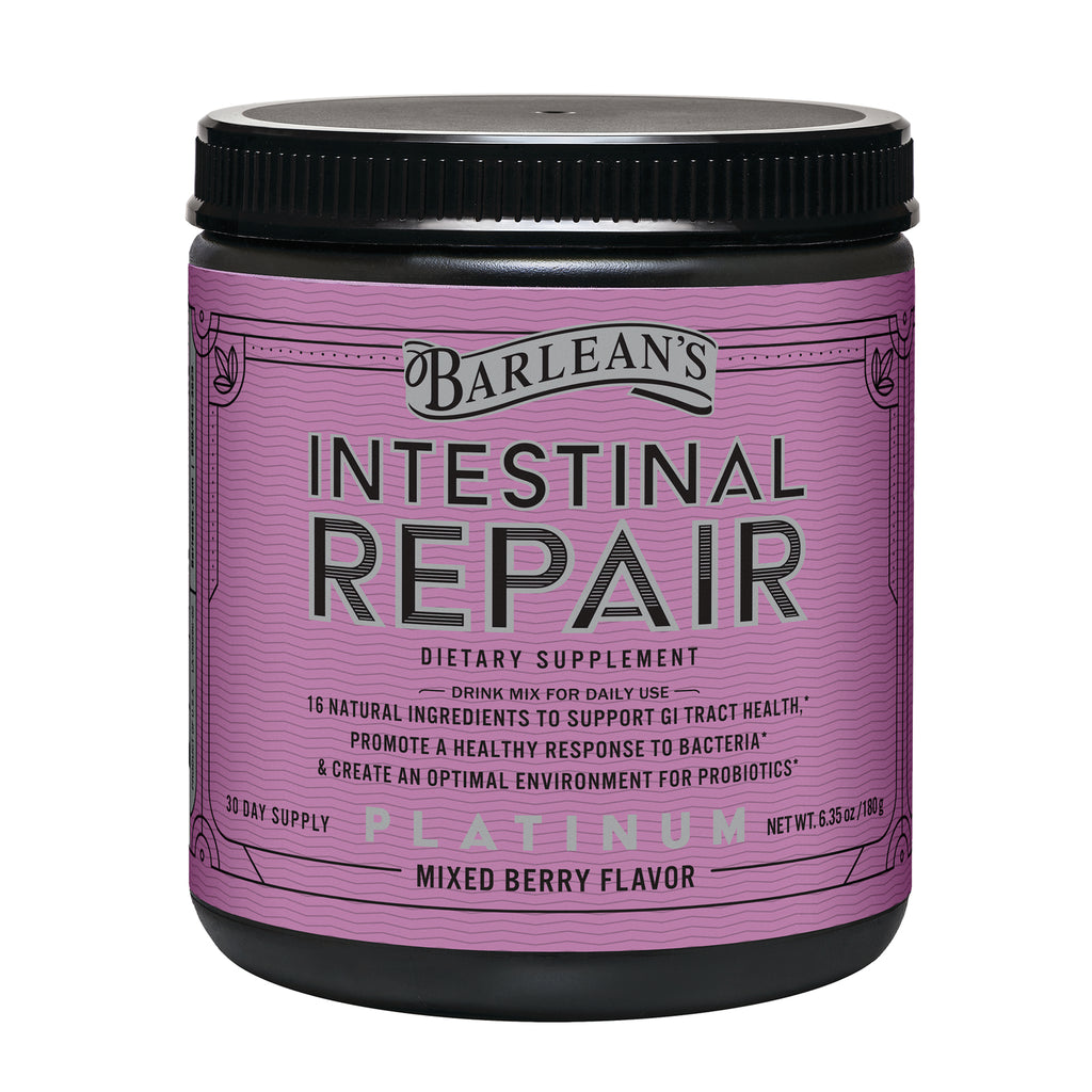 BAR114 | Barlean's Intestinal Repair dietary supplement jar, mixed berry flavor, front label - Thumbnail