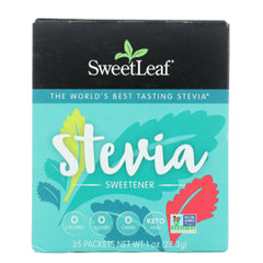 WA030 | SweetLeaf Stevia Sweetener box, 35 packets, 1 oz; 0 calories, 0 sugars, 0 carbs, keto, Non-GMO Verified