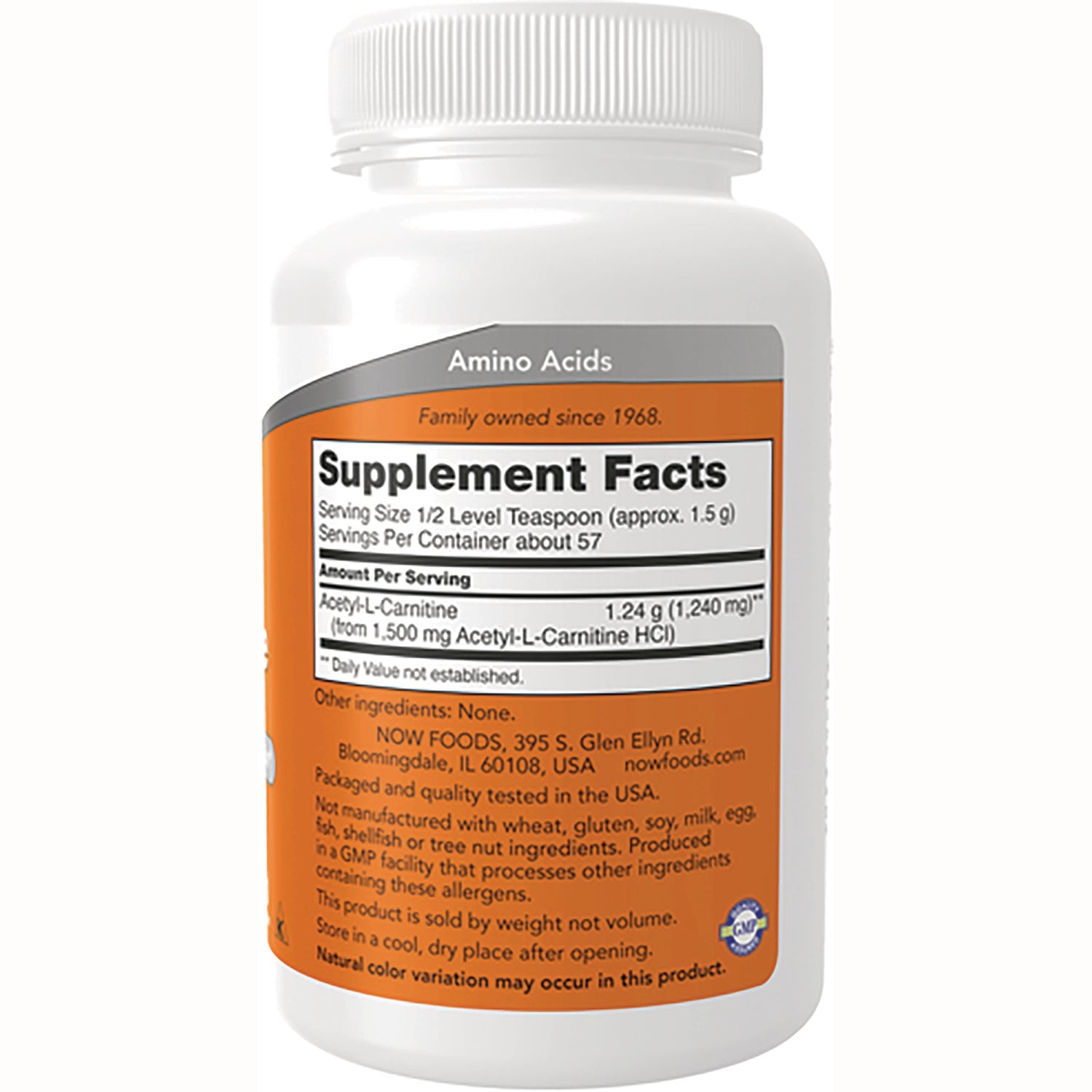 NWF1035 | Back of white supplement bottle showing Supplement Facts panel and ingredient text
