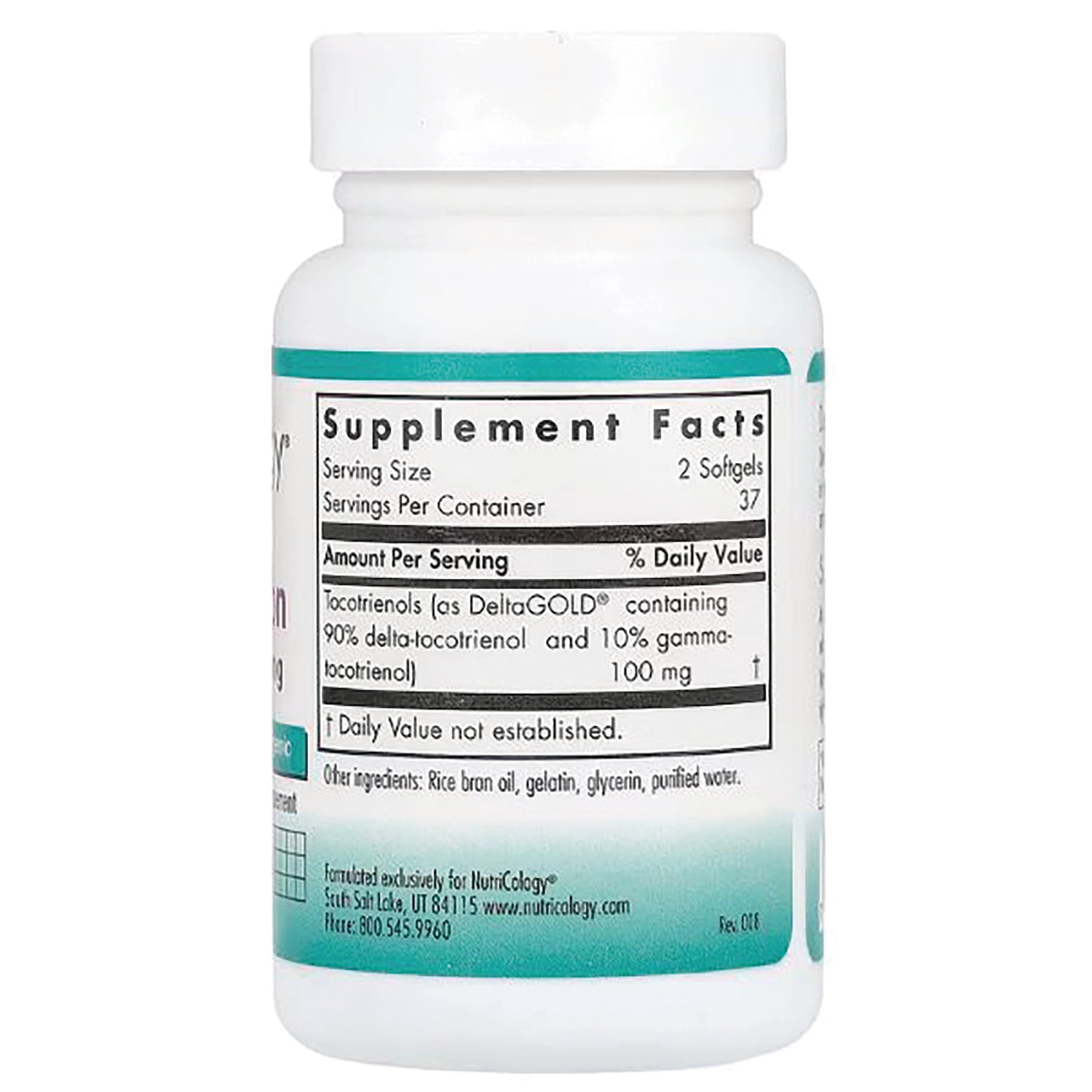 NCL031 | back of white supplement bottle showing Supplement Facts panel and ingredient list