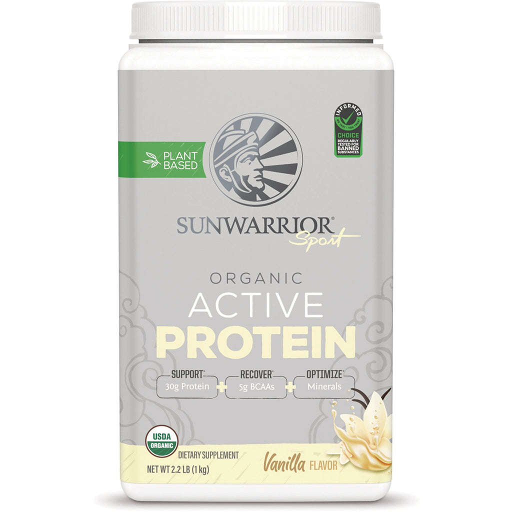 SNW045 | Sunwarrior Sport Organic Active Protein, Vanilla flavor, plant-based protein powder tub - Thumbnail