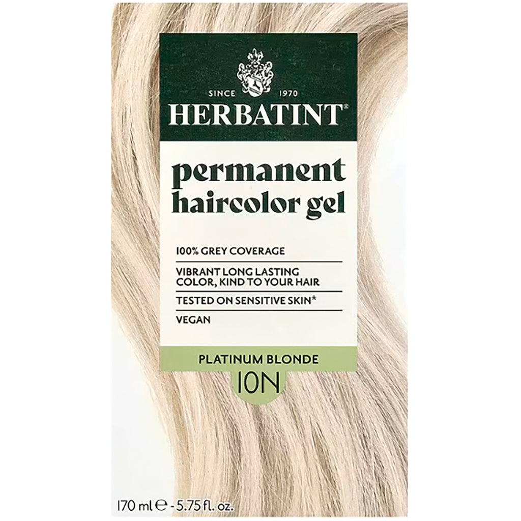 HBT013 | Herbatint permanent haircolor gel 10N Platinum Blonde box front showing product name, 100% grey cover - Thumbnail