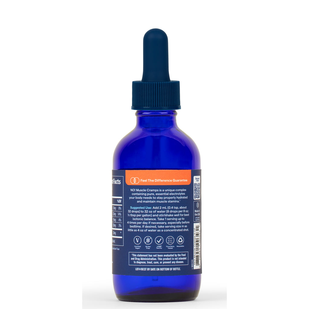 TM079 | Back of blue dropper bottle label with Feel The Difference Guarantee, directions, icons, and barcode - Thumbnail