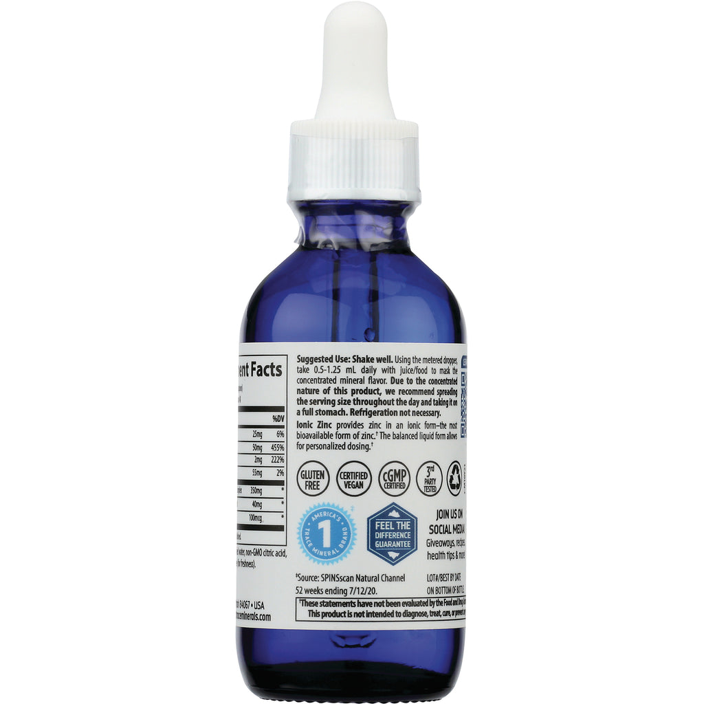 TM027 | Back label of blue dropper bottle showing Supplement Facts, directions, and Gluten Free, Certified Vegan, cGMP icons - Thumbnail