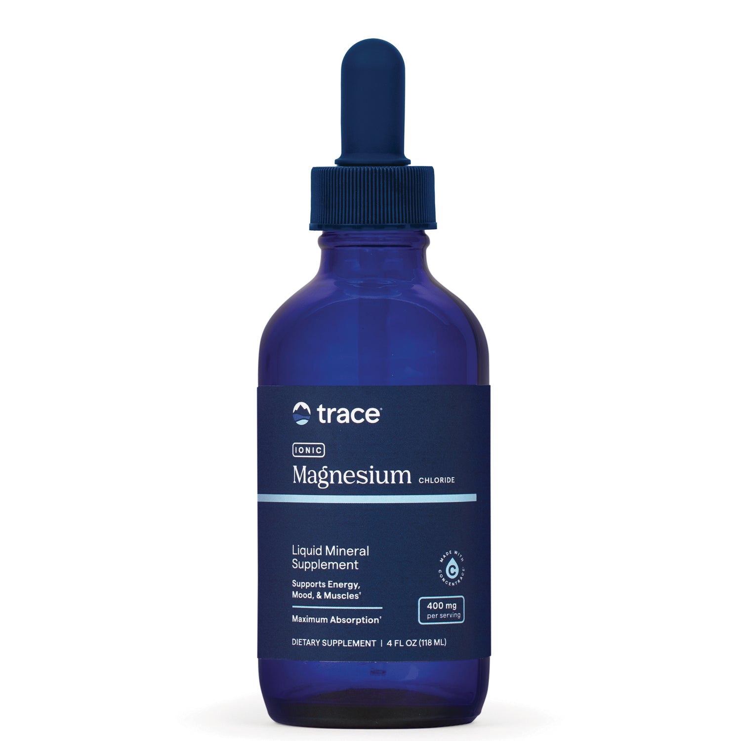 TM080 | Trace Ionic Magnesium Chloride liquid mineral supplement, 4 fl oz dropper bottle, 400 mg per serving