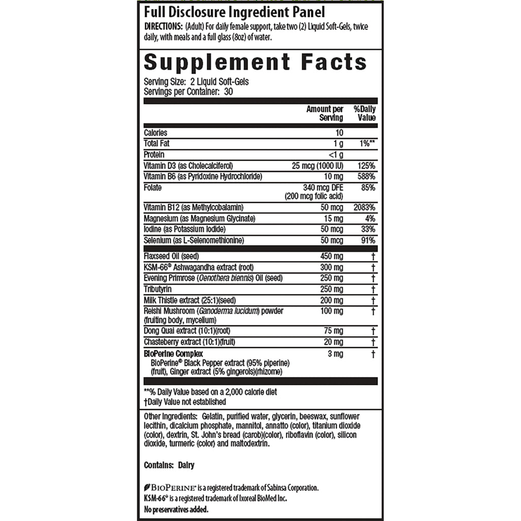 IR296 | Supplement Facts label showing serving size, vitamins, minerals and botanical extracts - Thumbnail