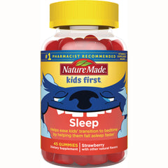 NTM165 | Nature Made Kids First Sleep strawberry gummies bottle front label showing 45 gummies