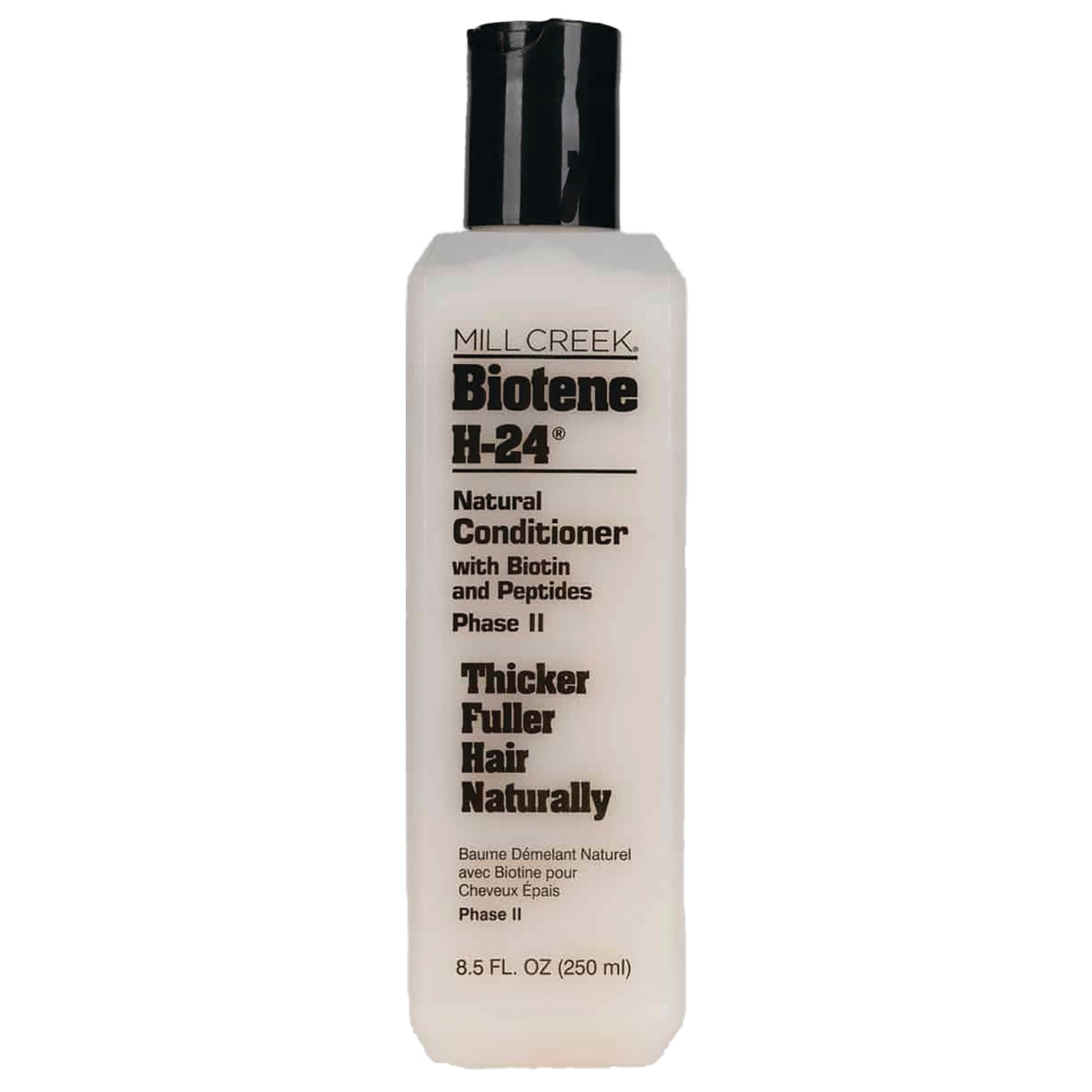 MCB005 | White bottle of Mill Creek Biotene H-24 natural conditioner 8.5 fl oz with black cap, front label visible