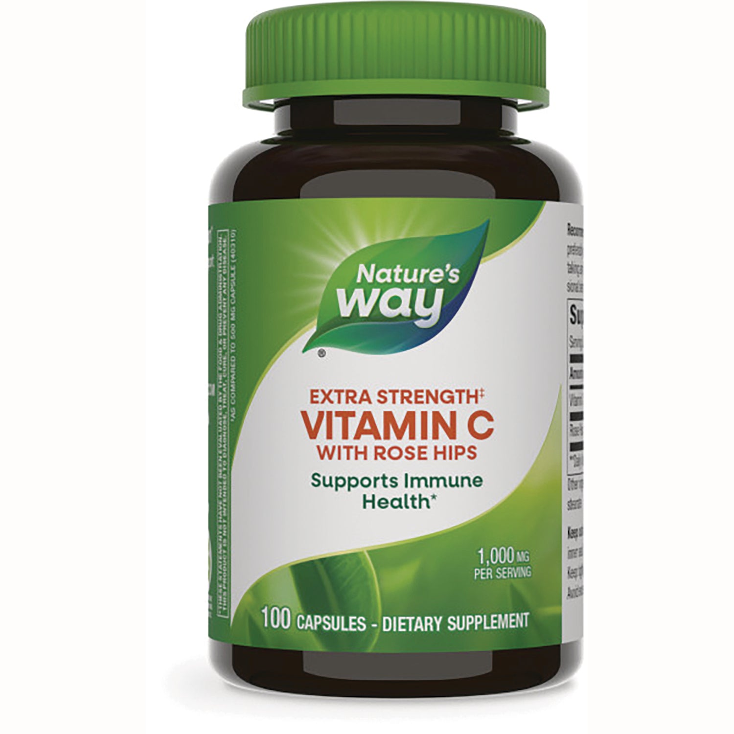 NW693 | Nature's Way Extra Strength Vitamin C with Rose Hips bottle, 100 capsules dietary supplement
