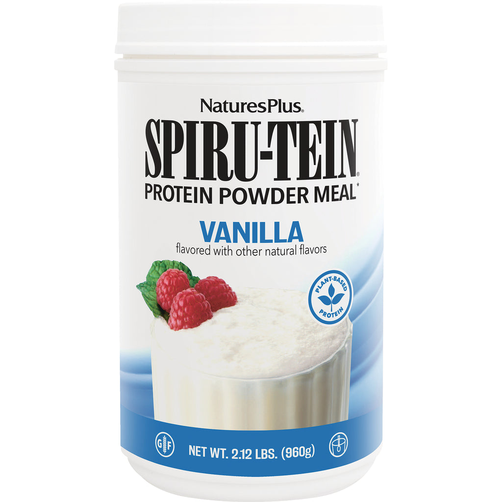 NTP090 | SPIRU-TEIN vanilla protein powder meal tub 2.12 lbs with raspberries on label - Thumbnail