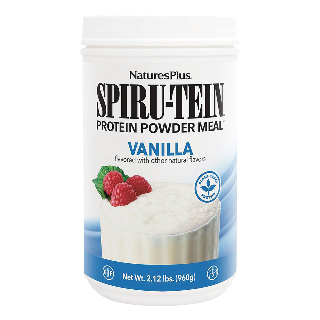 NTP090 | SPIRU-TEIN vanilla protein powder meal tub 2.12 lbs with raspberries on label - Thumbnail