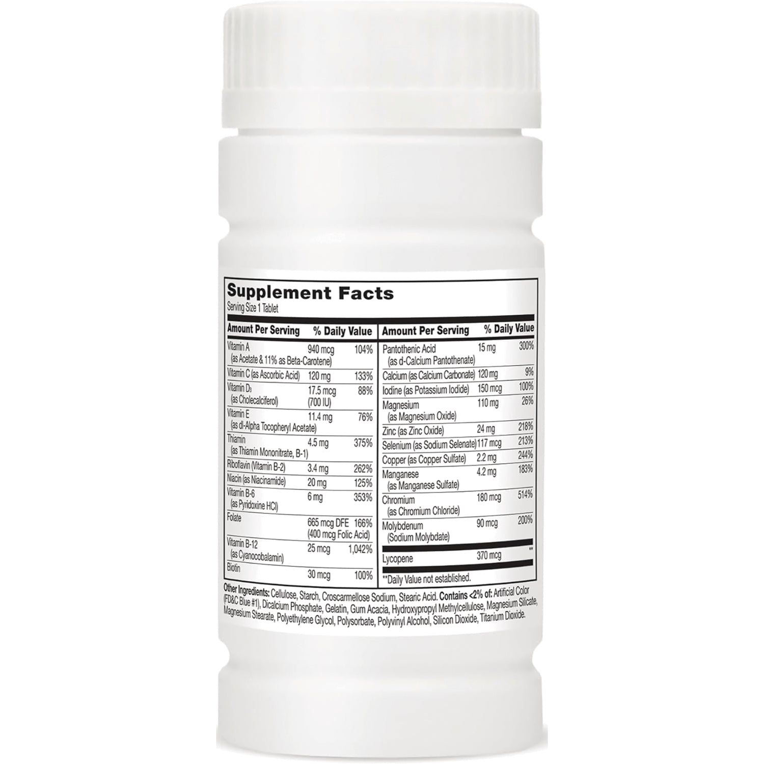 CNT220 | back label showing Supplement Facts table and ingredient list on white supplement bottle