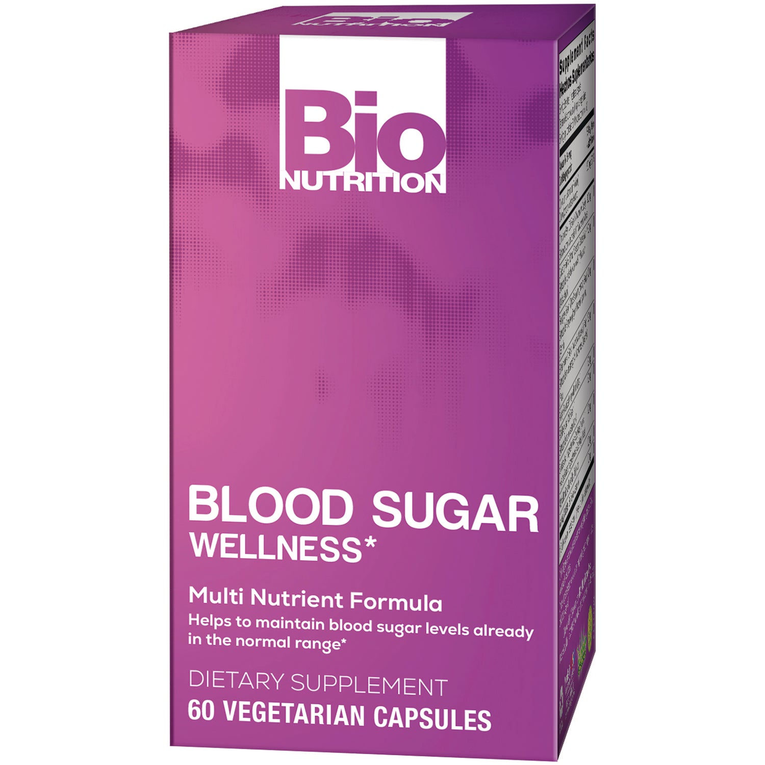 BNN004 | BioNutrition Blood Sugar Wellness dietary supplement front panel box showing brand name and 60 vegetarian capsules