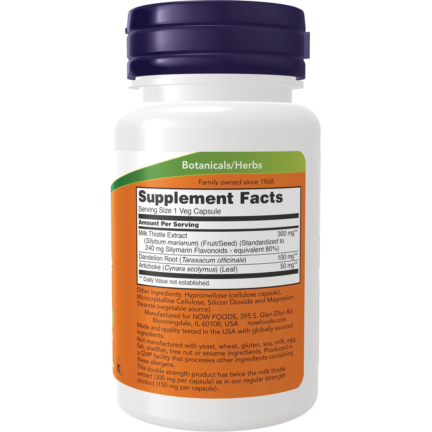 NWF572 | bottle back showing Supplement Facts panel and ingredient list for botanicals/herbs supplement