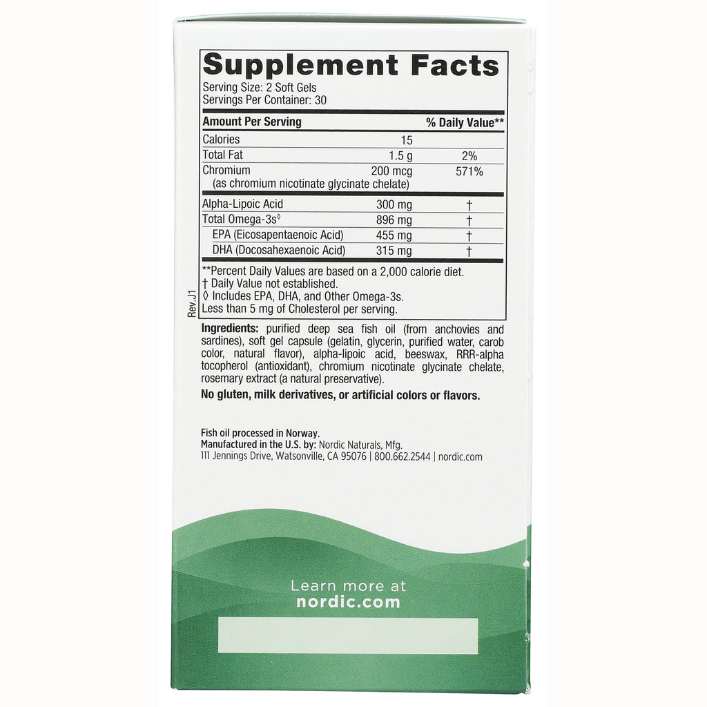 NRN109 | back panel showing Supplement Facts and ingredients for fish oil soft gels - Thumbnail
