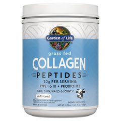 GLF280 | Garden of Life grass fed collagen peptides powder tub, unflavored, 20g per serving, front label