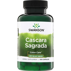 SW477 | Swanson Cascara Sagrada herbal colon care supplement, 450 mg per capsule, 100 capsules bottle