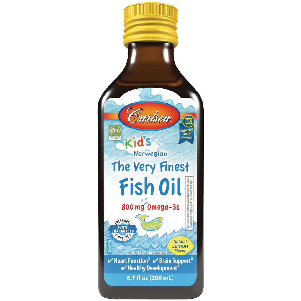 CSN032 | Carlson Kid's Norwegian The Very Finest Fish Oil 800 mg Omega-3s natural lemon flavor 6.7 fl oz - Thumbnail