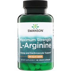 SW1713 | Swanson Maximum Strength L-Arginine, 850 mg per capsule, 90 vegan capsules bottle front