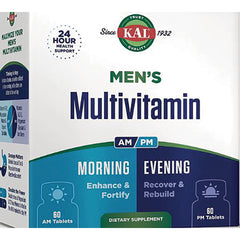 KL568 | KAL Men's Multivitamin AM PM box front showing Morning and Evening, 60 AM Tablets and 60 PM Tablets