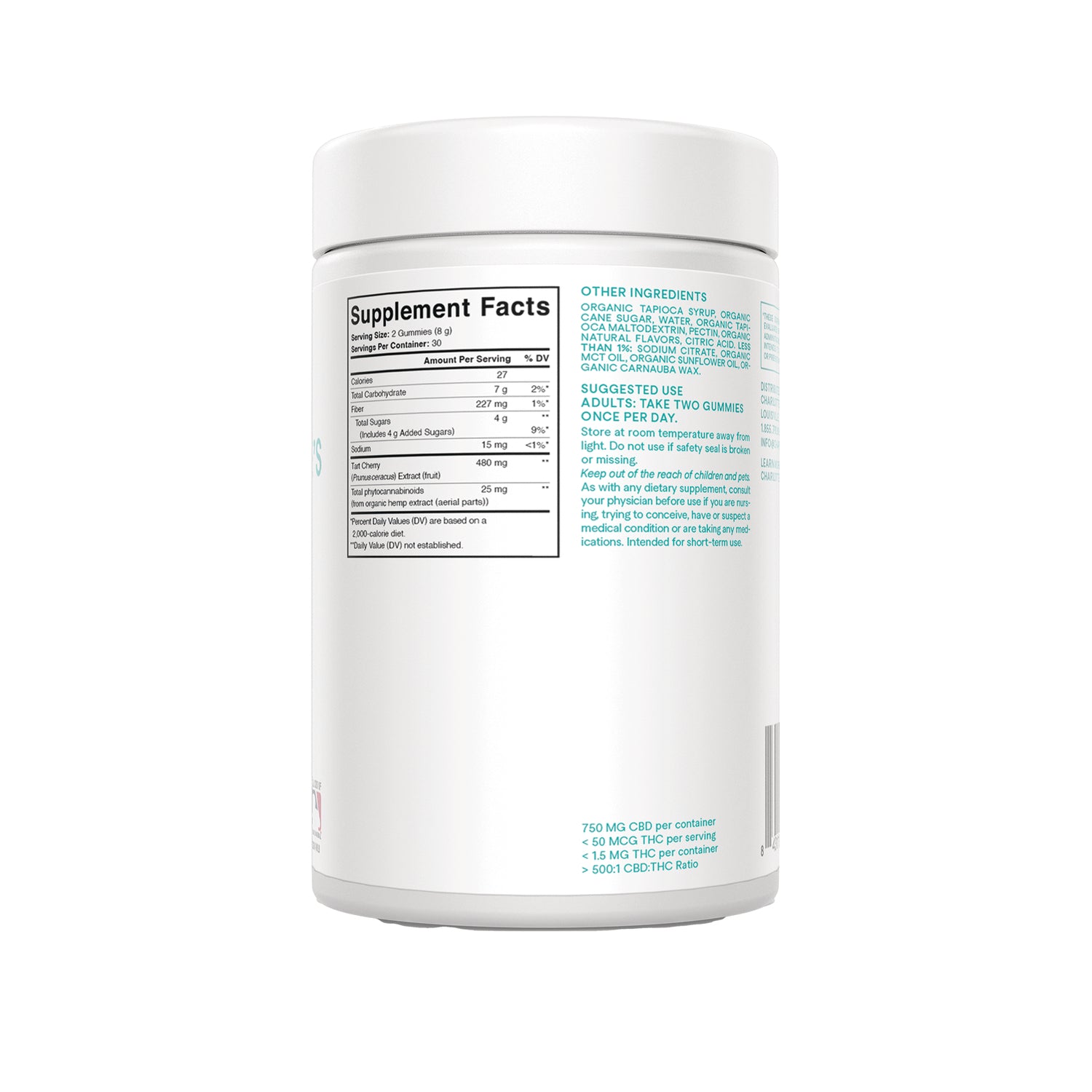 RE002 | Back of white supplement jar showing Supplement Facts label and suggested use text