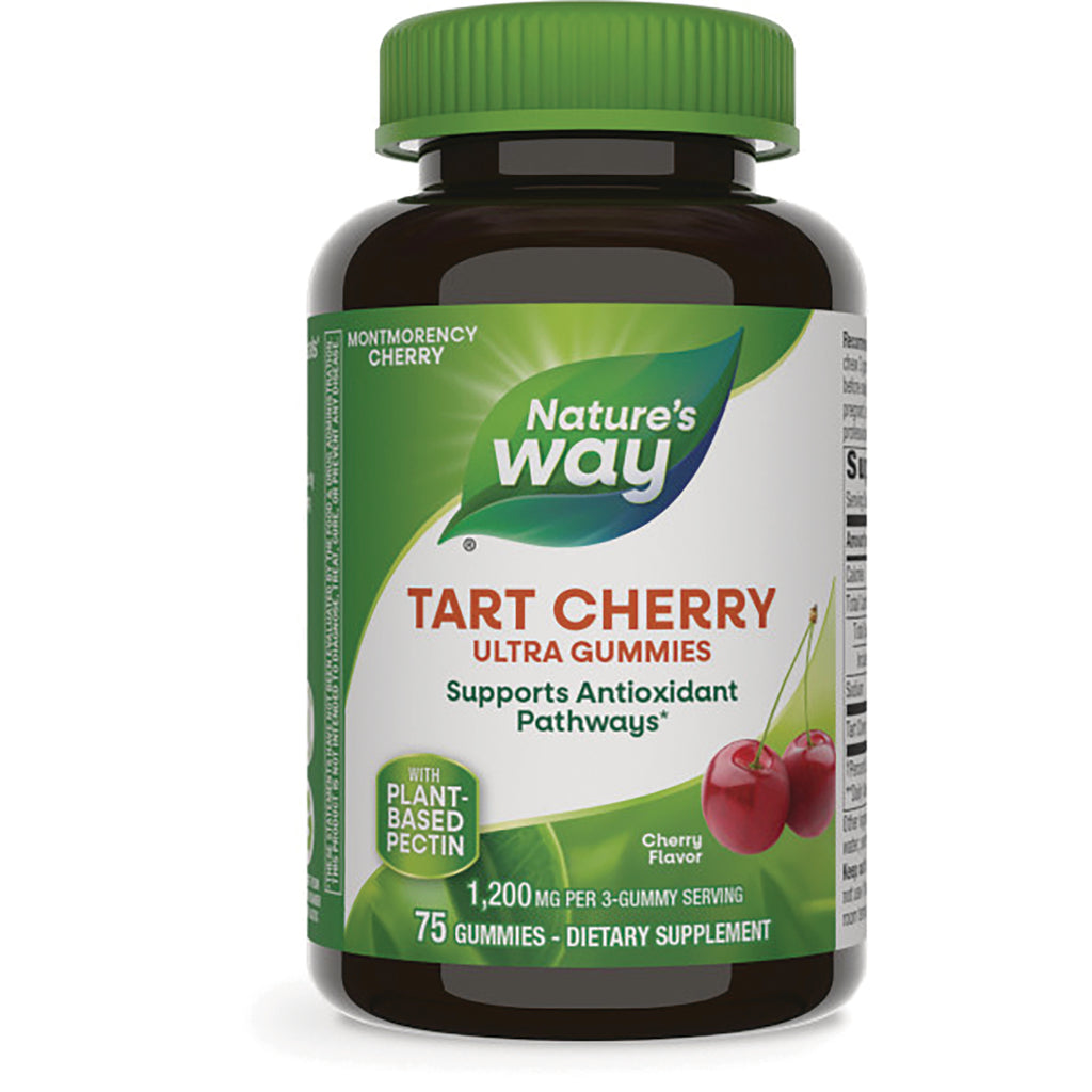 NW1052 | Nature's Way Tart Cherry Ultra Gummies bottle front label with cherry graphic and 75 gummies - Thumbnail