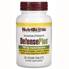 NUB001 | NutriBiotic DefensePlus maximum strength grapefruit seed extract 250 mg bottle, 90 vegan tablets