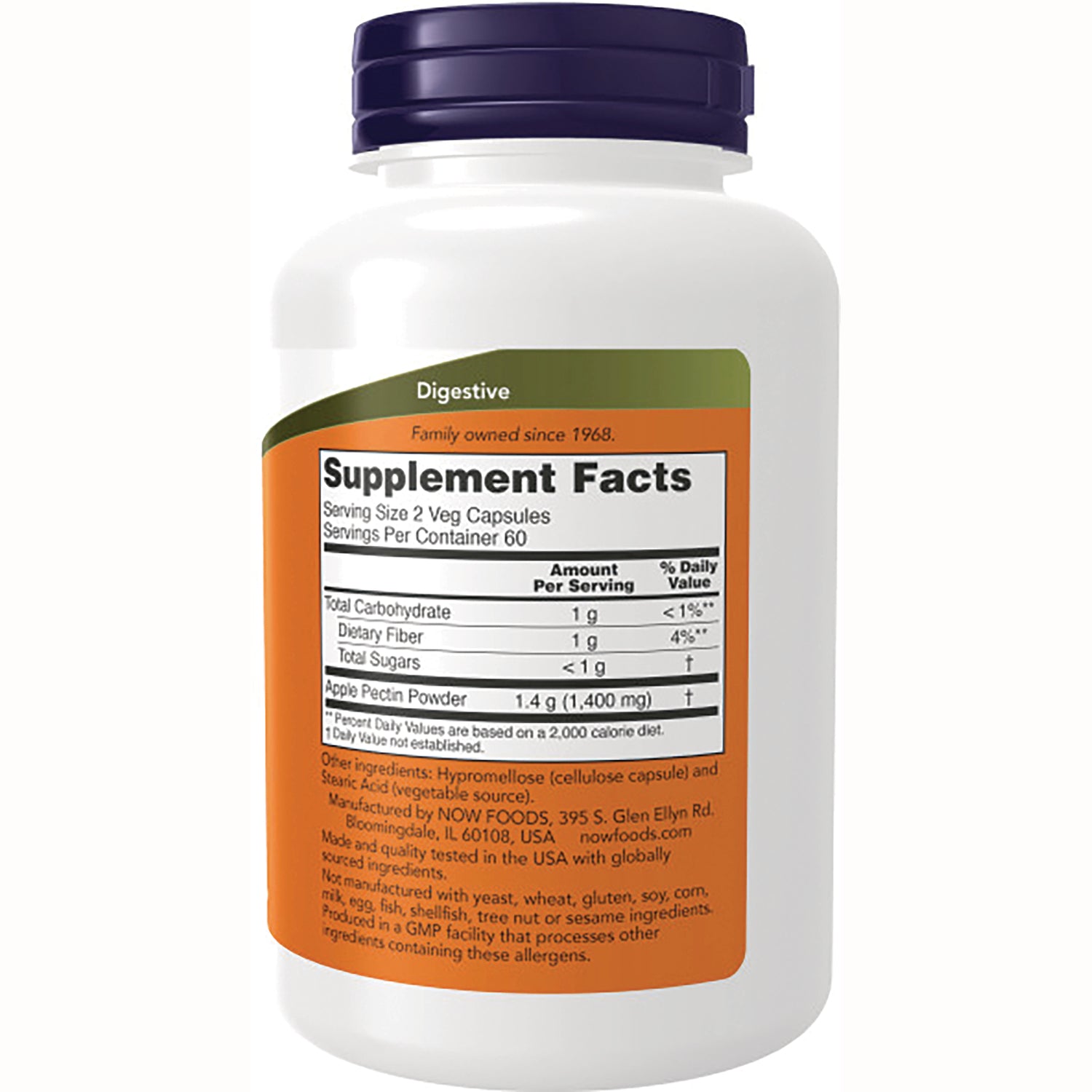 NWF527 | Back label showing Supplement Facts panel and ingredient text on white bottle with orange label
