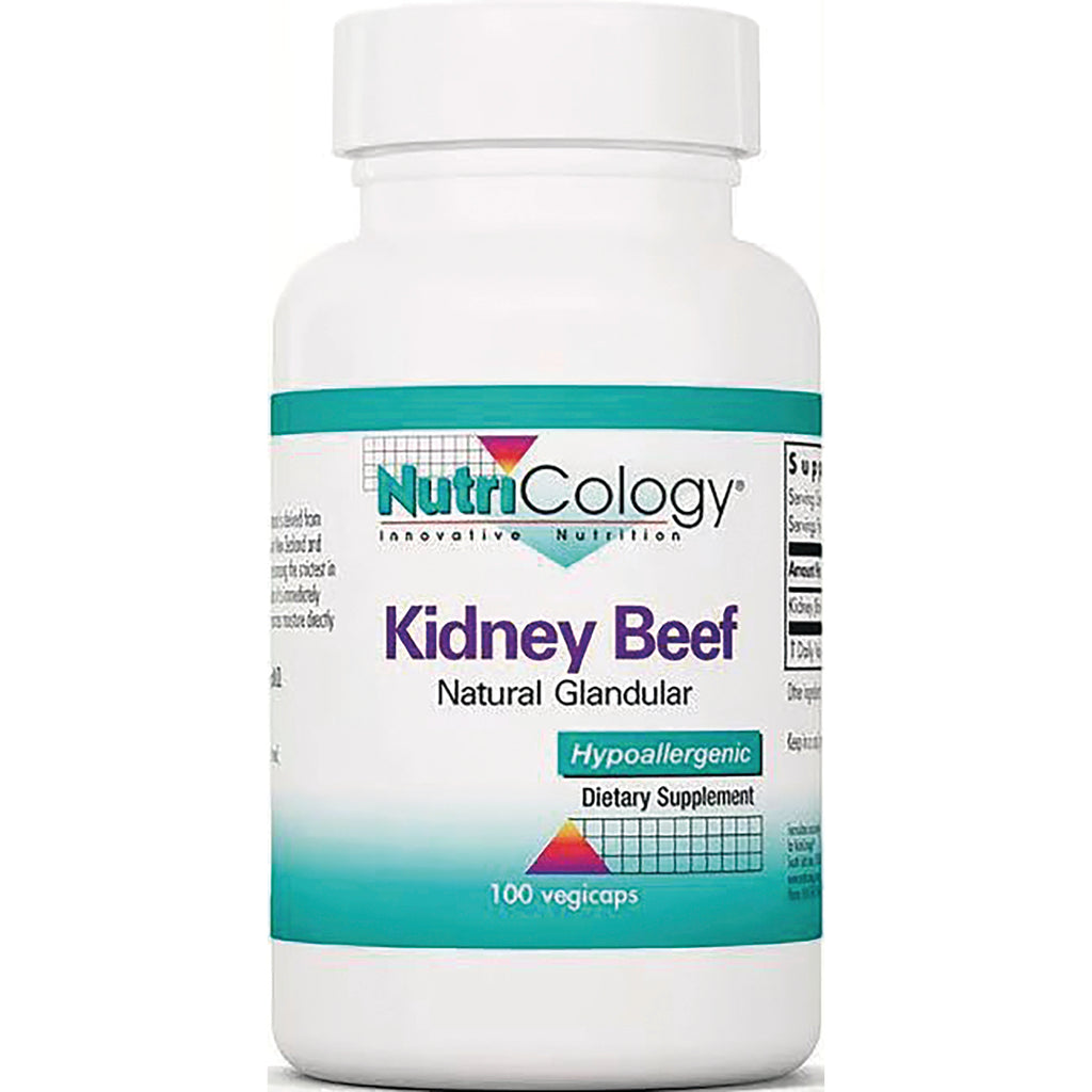 NCL091 | Nutricology Kidney Beef natural glandular dietary supplement bottle, hypoallergenic, 100 vegicaps - Thumbnail