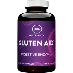 MRM032 | Front view of MRM Nutrition GLUTEN AID digestive enzymes supplement bottle with purple label