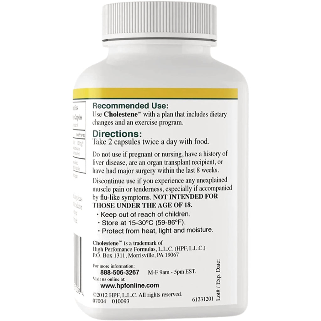 HRG005 | Back label of white supplement bottle showing Recommended Use and Directions: Take 2 capsules twice a day with food - Thumbnail