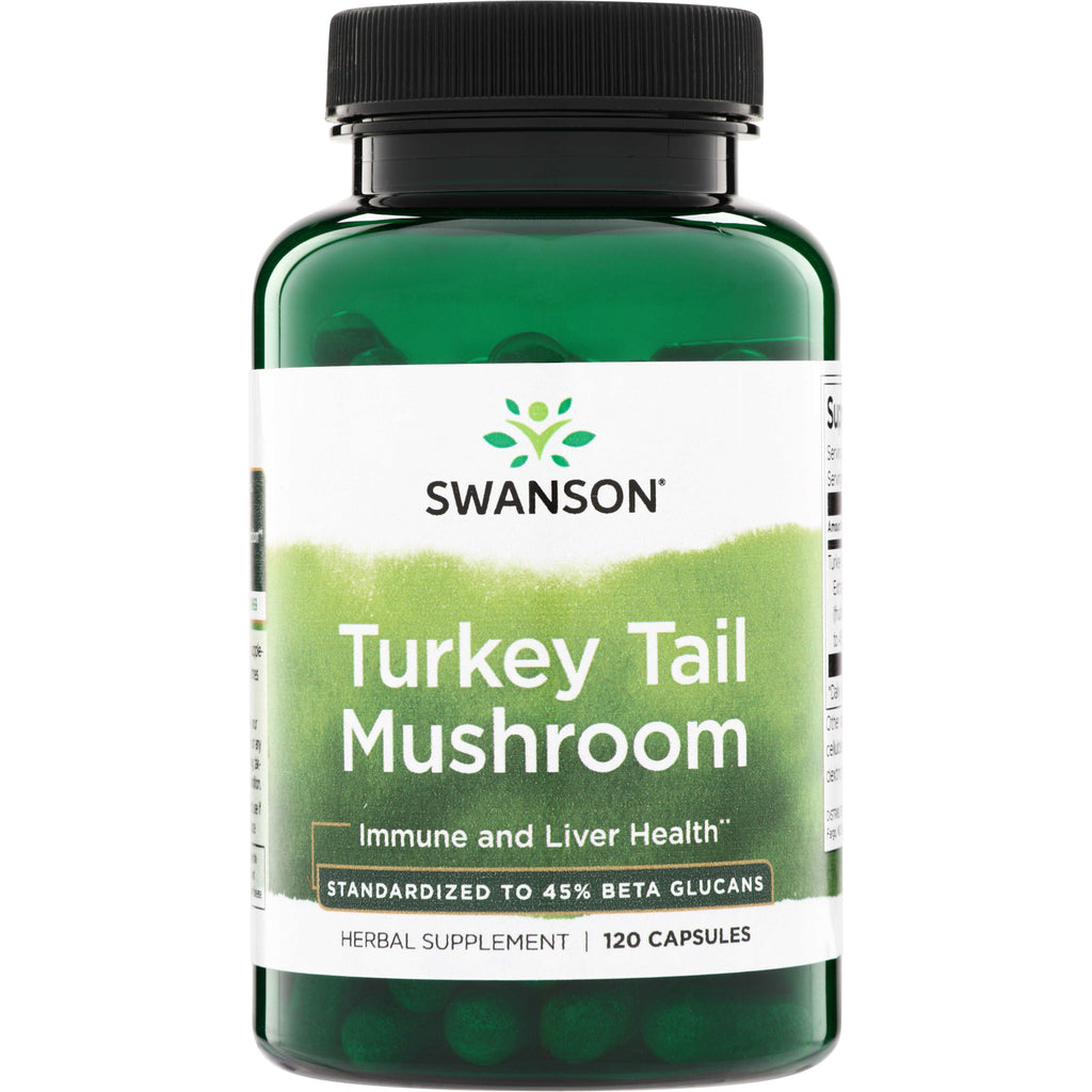 SWH150 | Swanson Turkey Tail Mushroom, Immune and Liver Health, standardized to 45% beta glucans, 120 capsules - Thumbnail